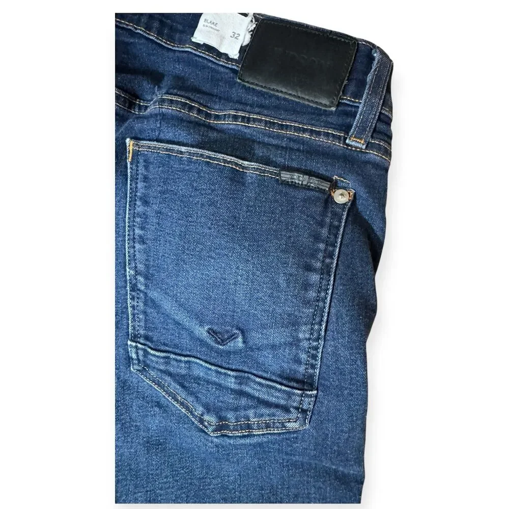 Hudson Blake Slim Straight Jeans Men’s‎ 32X34 Medium Wash Designer